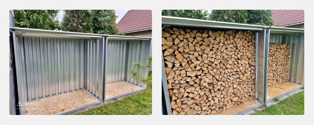 Двойная дровница SKOGGY на участке